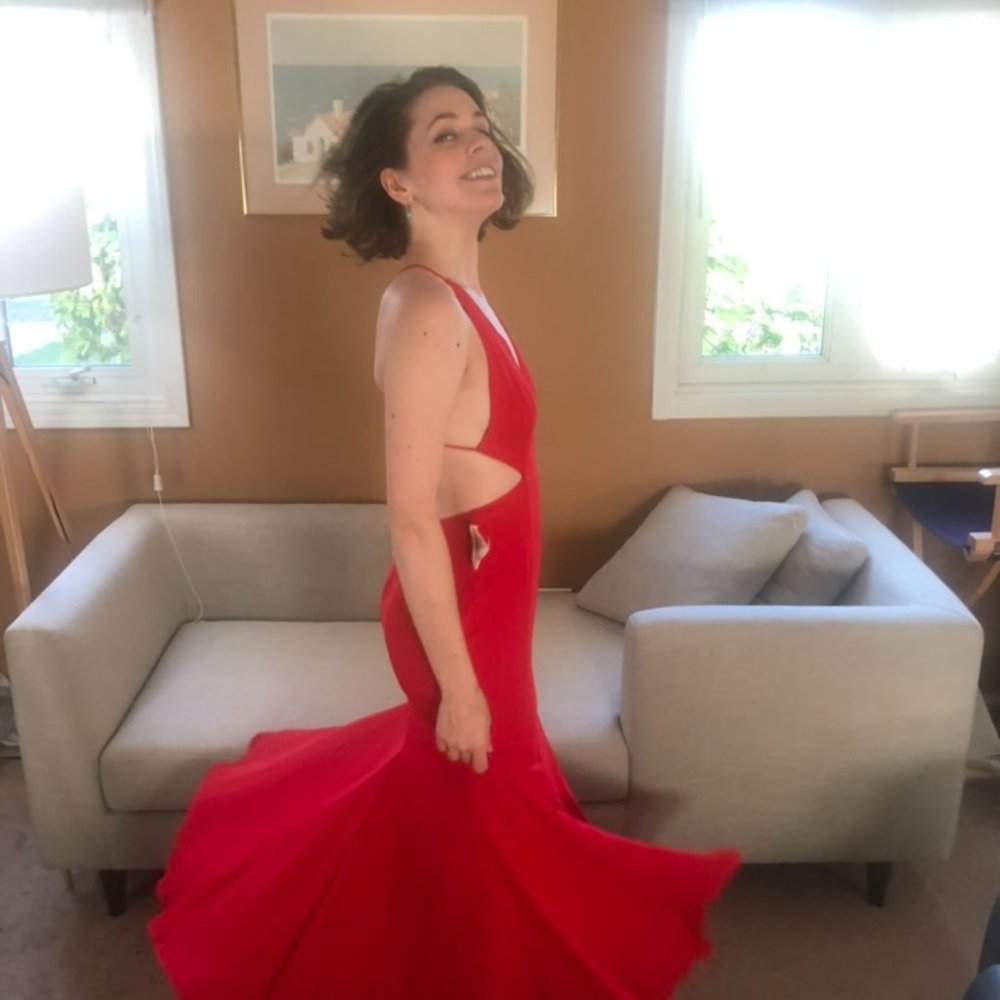 Fame and Partners cherry red cutout dress